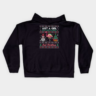 Just a girl who loves flamingo and christmas Kids Hoodie